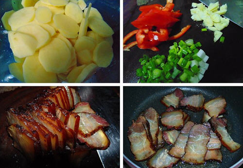 烟熏腊肉炒土豆片(图1)